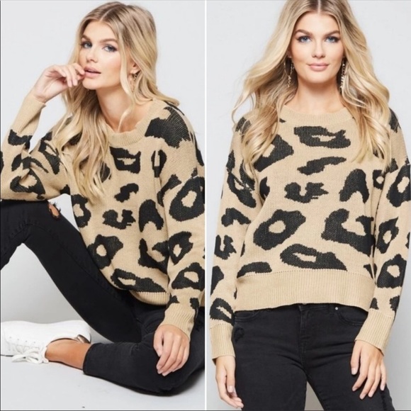 Leopard Cheetah Animal Print Long Sleeve Pullover - Picture 5 of 8